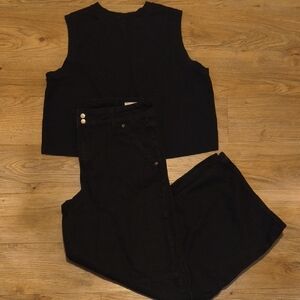 Black Sleeveless Top and Pants Set